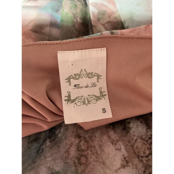 FLEUR DE LIS sz S dusty rose pink pale green semi sheer layered blouse top shirt - Picture 5 of 10